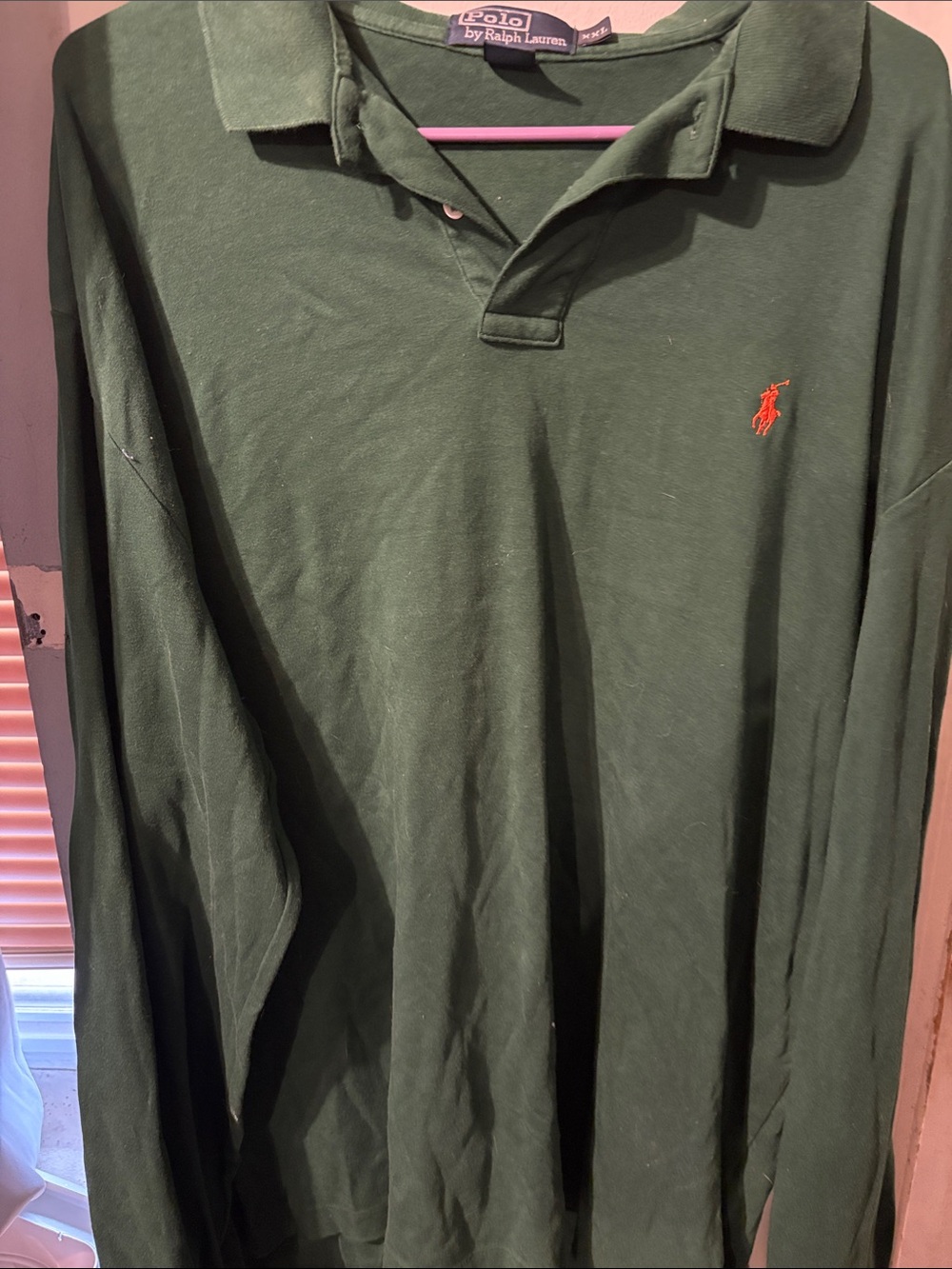 Polo by Ralph Lauren Dark Green Long Sleeve Polo with Orange Pony